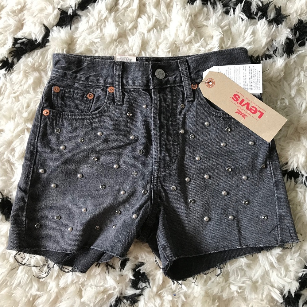 Levi Dark Wash Wedgie High Waisted Shorts